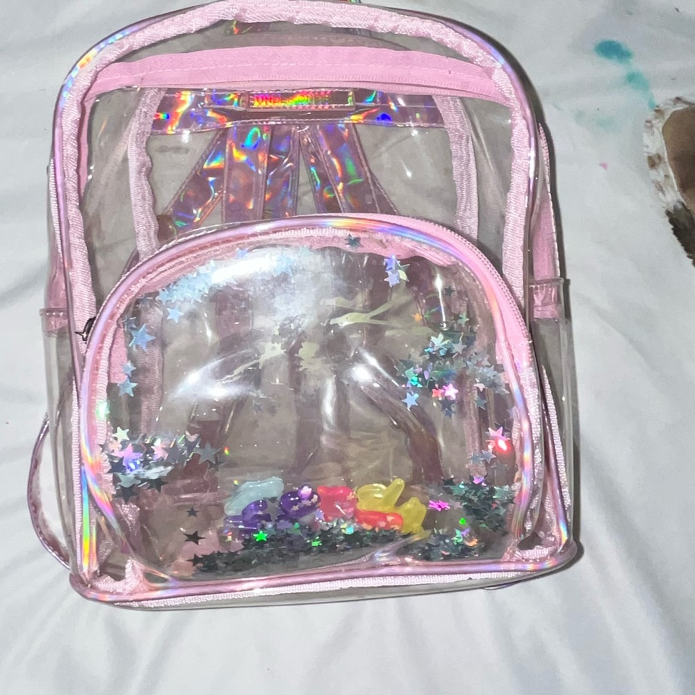cute mini clear pink backpack